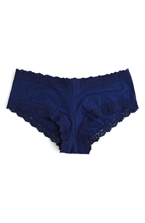 Hanky Panky Lace-trim Organic Cotton Boyshorts In Blue