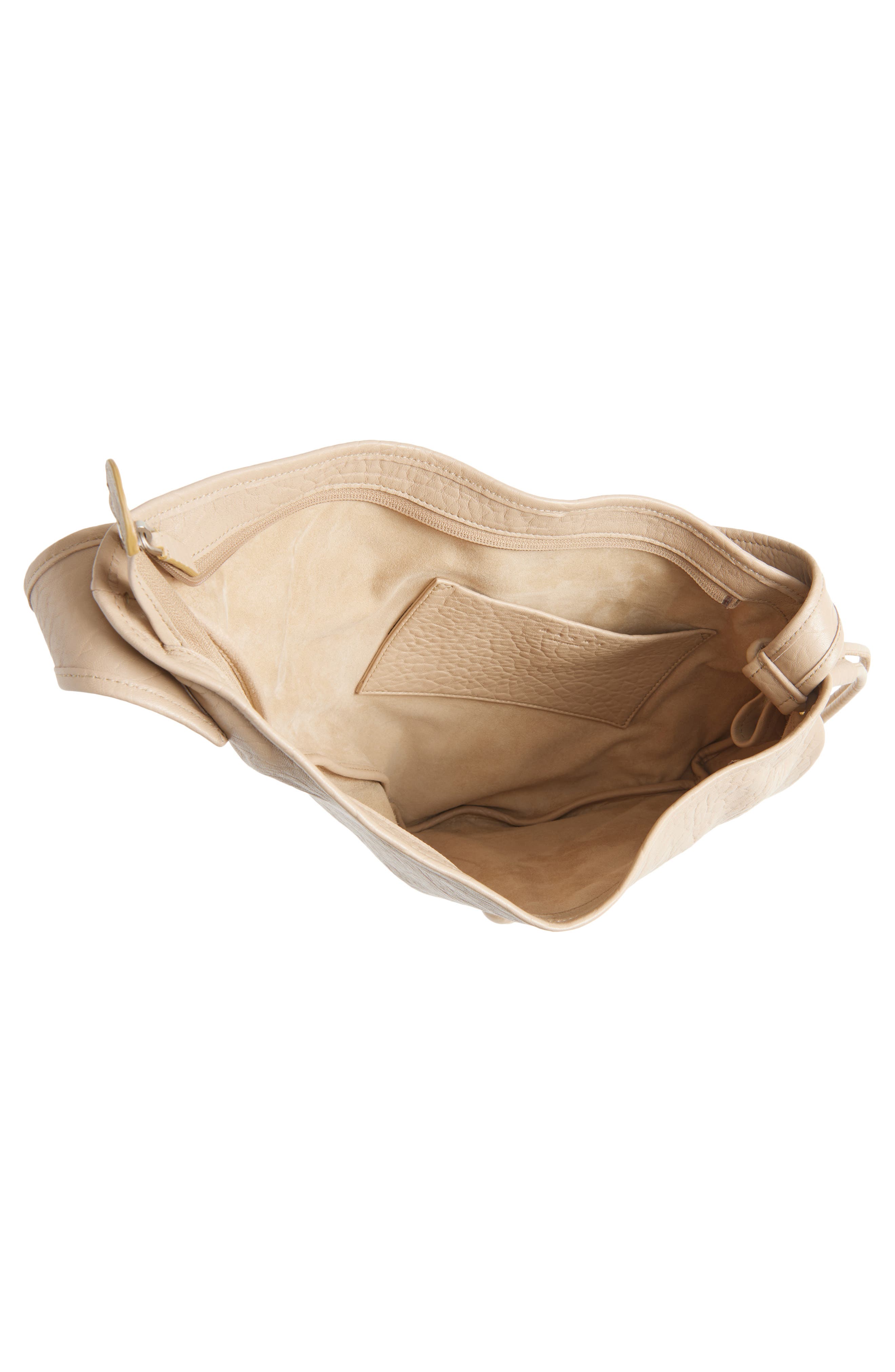 Marni Small Sling Leather Hobo Bag, Alternate, color, Dune