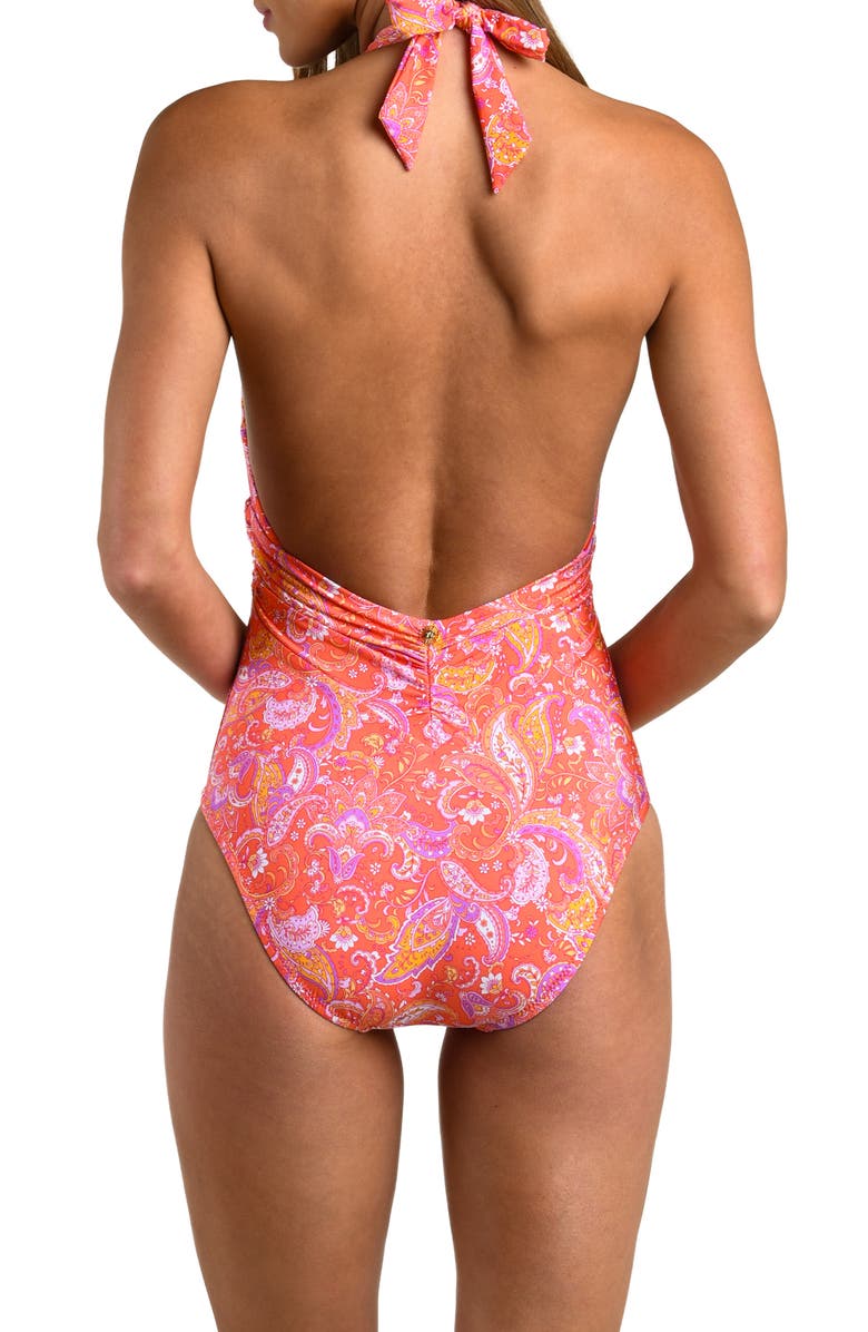 Sunshine 79 Paisley Daze Halter One-Piece Swimsuit, Alternate, color, Orange Multi