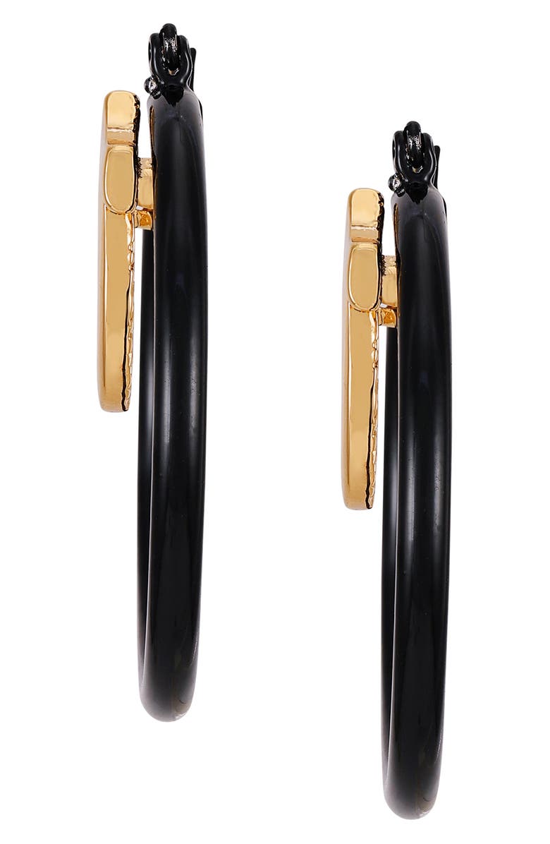 True Religion Two-Tone Enamel Horseshoe Hoop Earrings, Alternate, color,