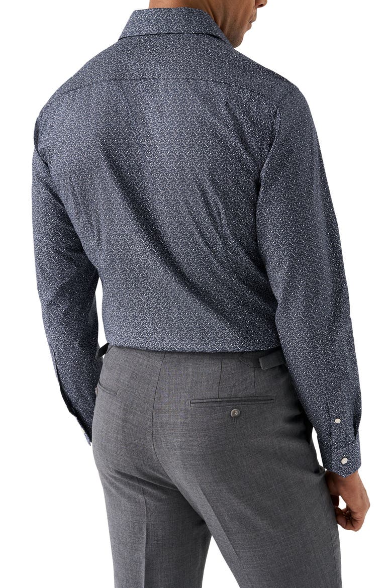 Slim Fit Floral Cotton Dress Shirt, Alternate, color, DARK BLUE