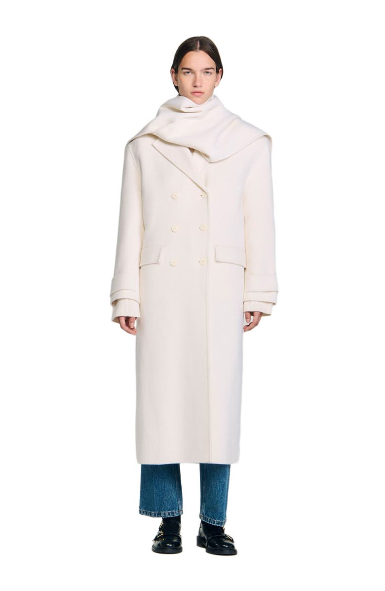 SANDRO Oversized wool coat, Main, color, Ecru