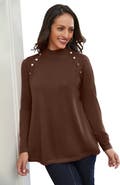 Jessica London Gold Button Mockneck Sweater