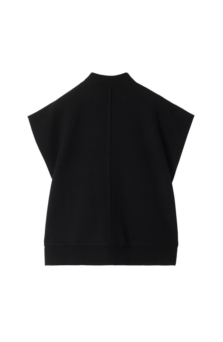 Burberry Check Label Wool Blend Cape, Alternate, color, Black