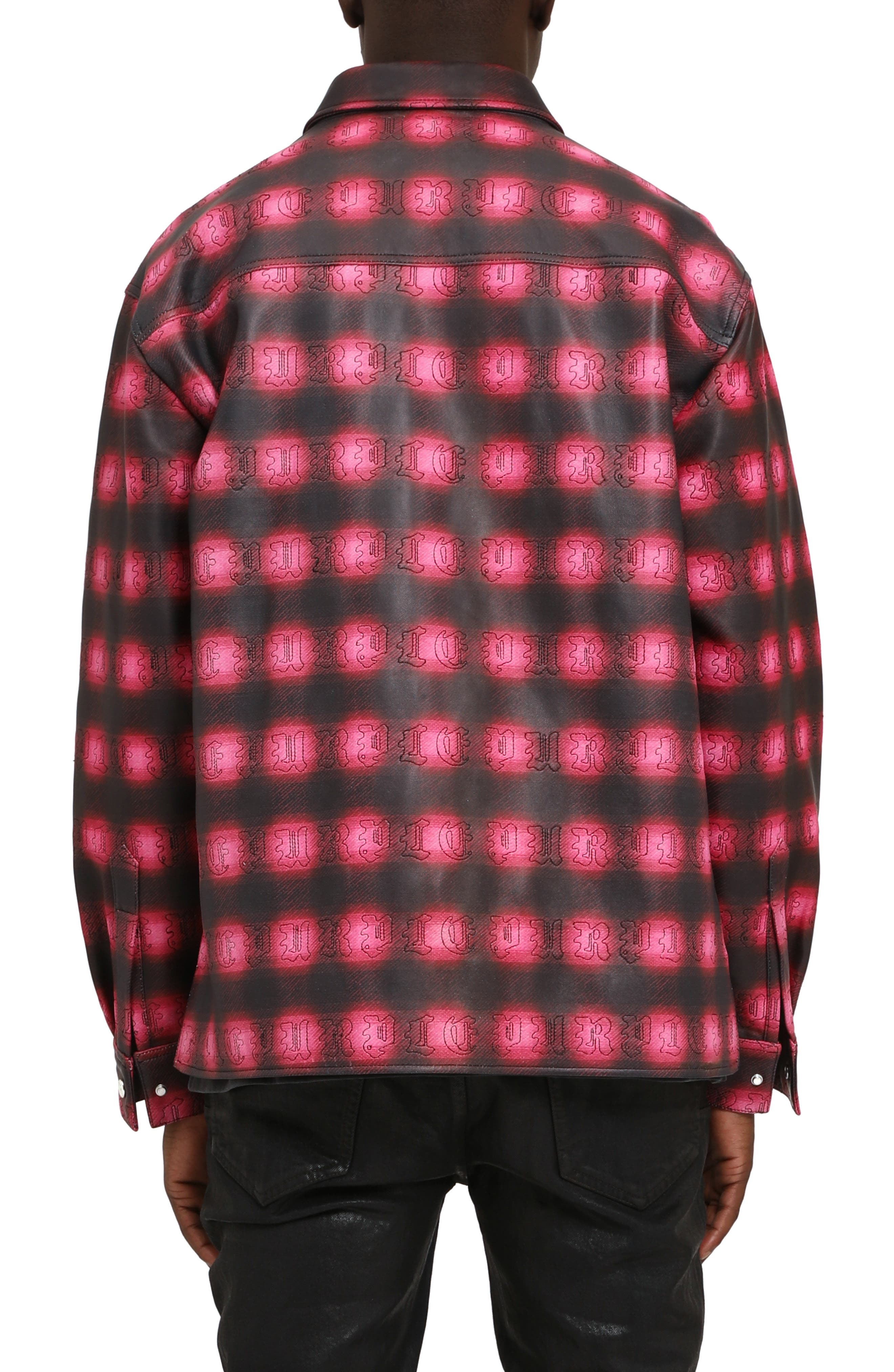 Shadow Plaid Leather Shacket - image 2