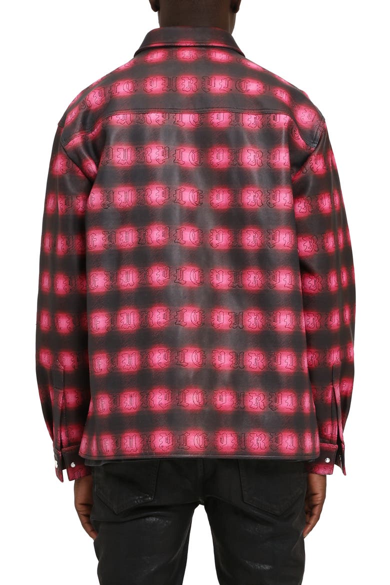 Shadow Plaid Leather Shacket, Alternate, color, PINK MULTI