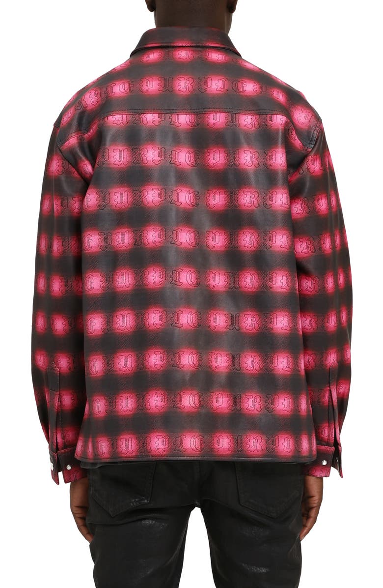 PURPLE BRAND Shadow Plaid Leather Shacket, Alternate, color, Pink Multi