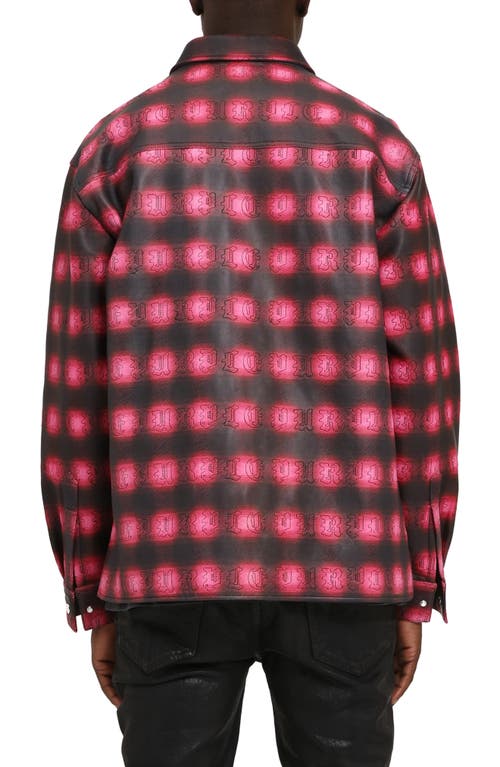 Purple Brand Shadow Plaid Leather Shacket In Multi