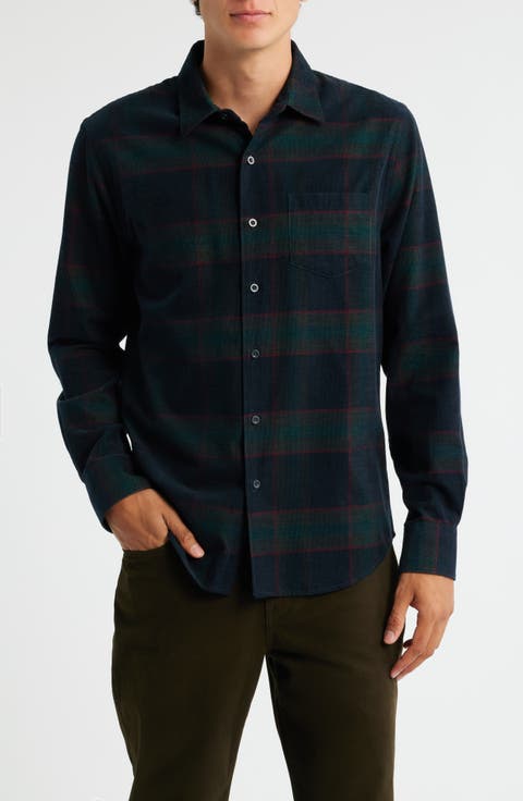 Holme Plaid Cotton Corduroy Button-Up Shirt