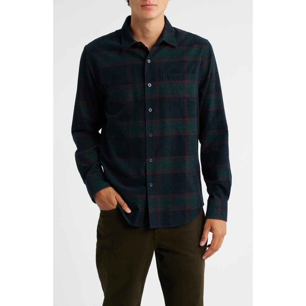 Vince Holme Plaid French Placket Corduroy Shirt Coastal Combo In Multi