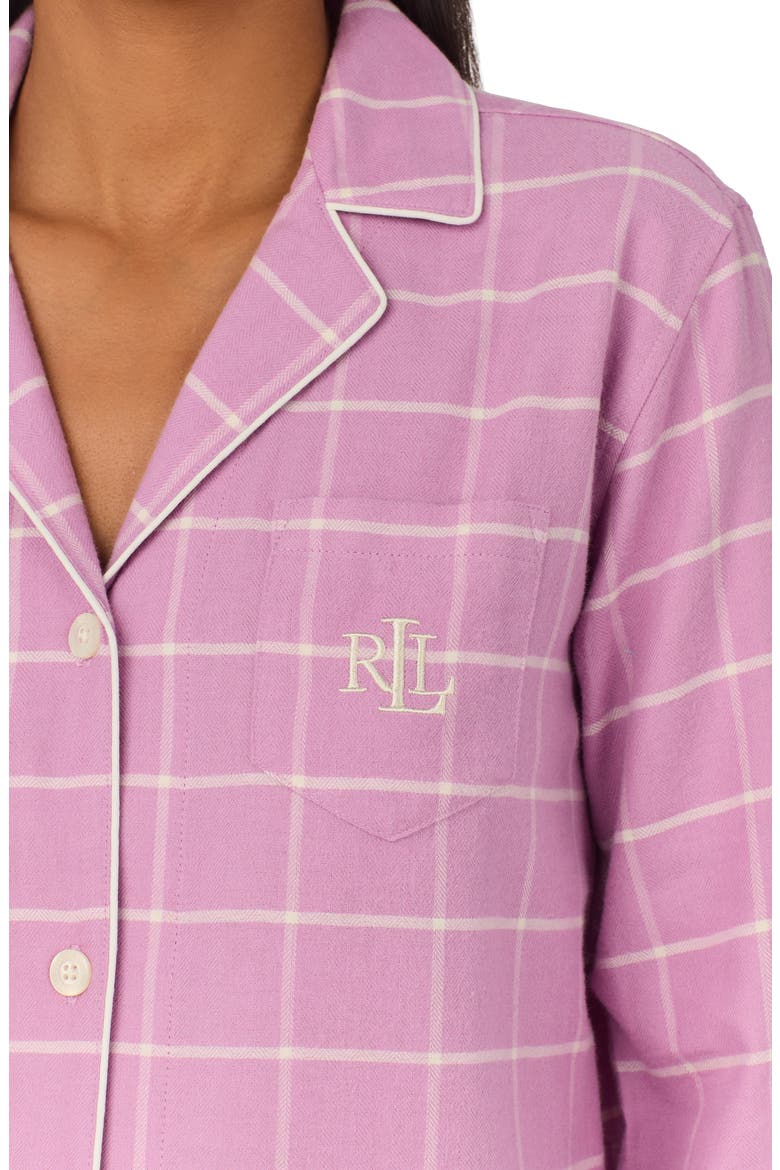 Print Cotton Blend Pajamas, Alternate, color, PINK PLAID