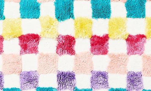 Mackenzie-childs Mackenzie Childs Rainbow Micro Check Cotton Blend Bath Rug In Multi