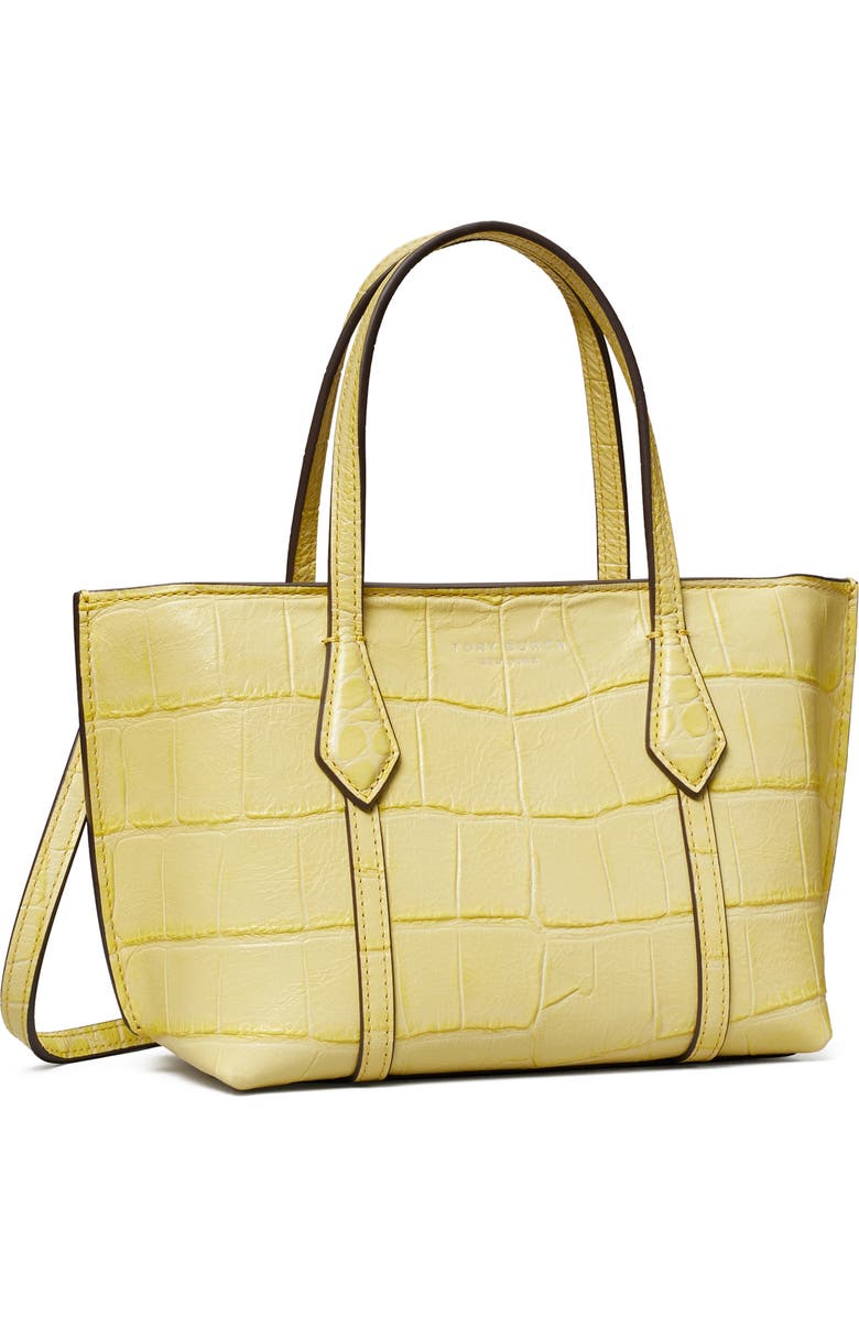 Tory Burch Mini Perry Embossed Leather Tote, Alternate, color, Yellow Sky
