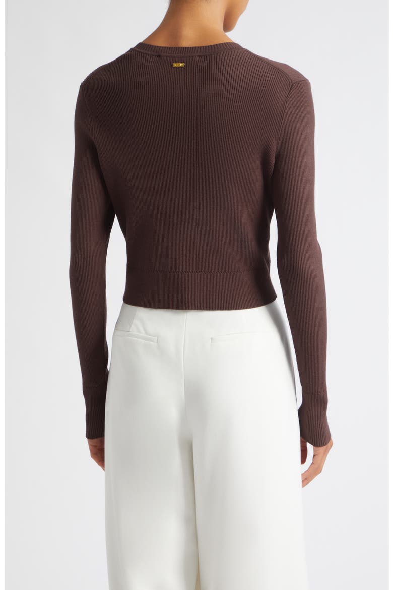 Zoe Cropped Cardigan, Alternate, color, ESPRESSO