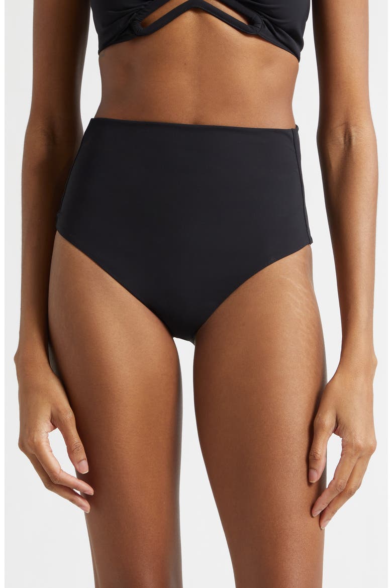 High Waist Bikini Bottoms, Main, color, BLACK