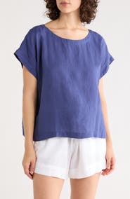 Eileen Fisher Ballet Neck Organic Linen Top