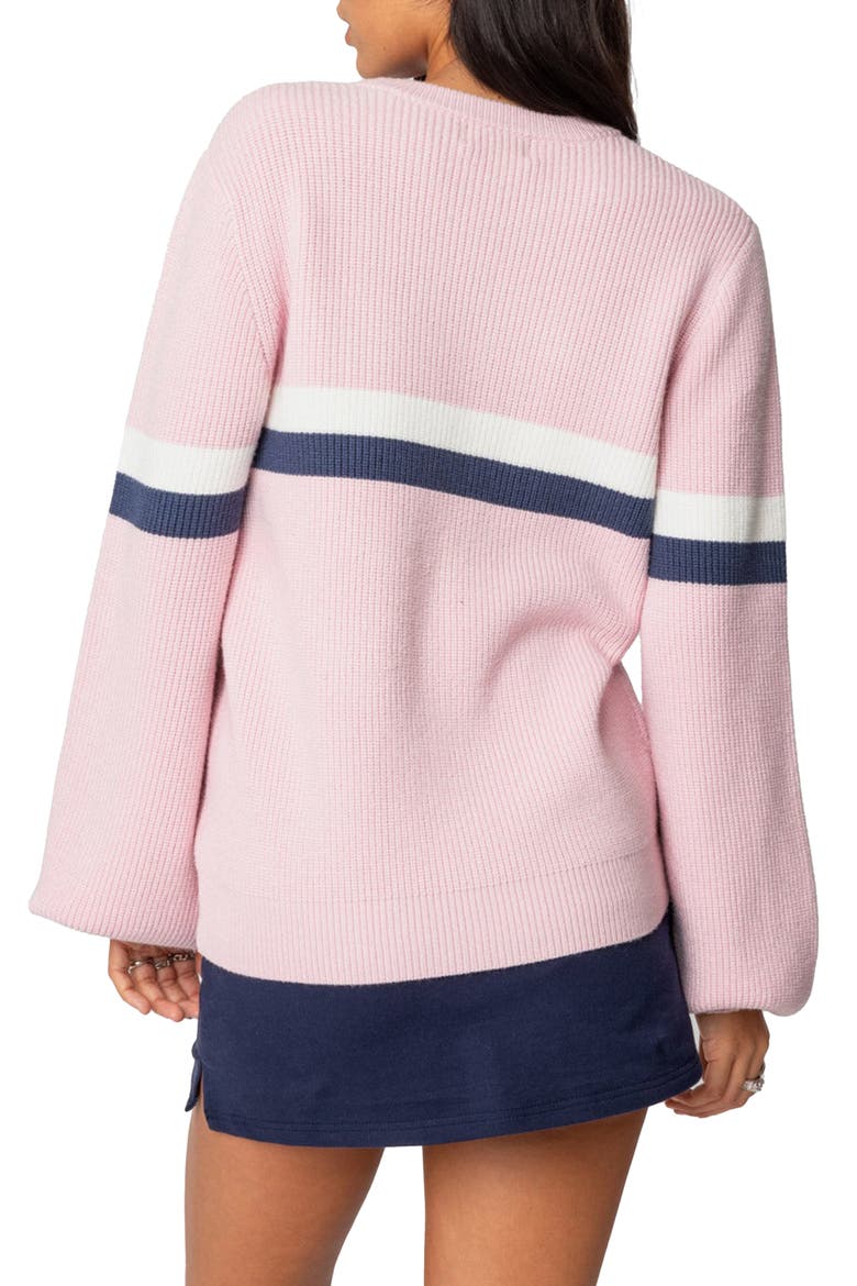 Nautical Stripe Oversize Sweater, Alternate, color, PINK