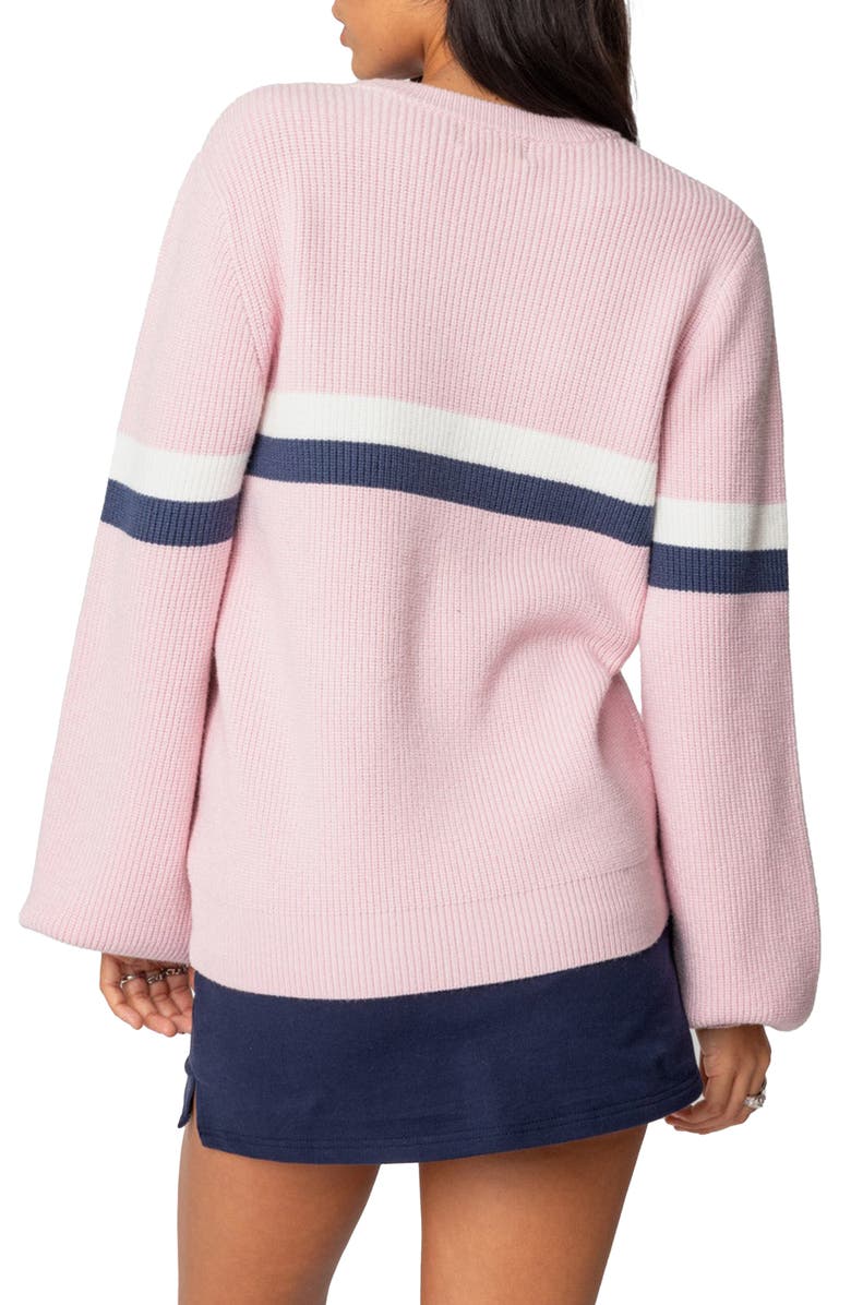 EDIKTED Nautical Stripe Oversize Sweater, Alternate, color, Pink