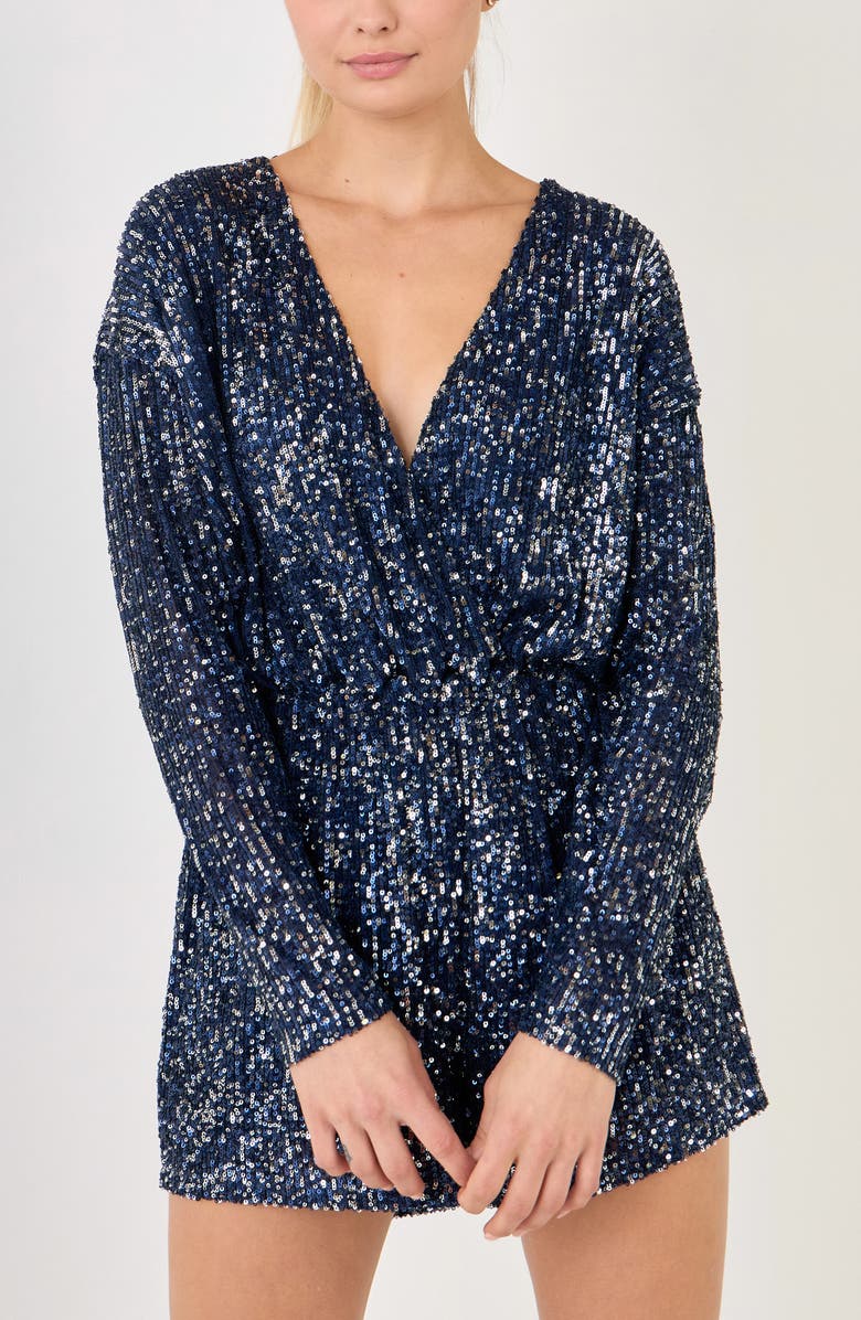 Endless Rose Sequin Wrap Front Romper, Alternate, color,