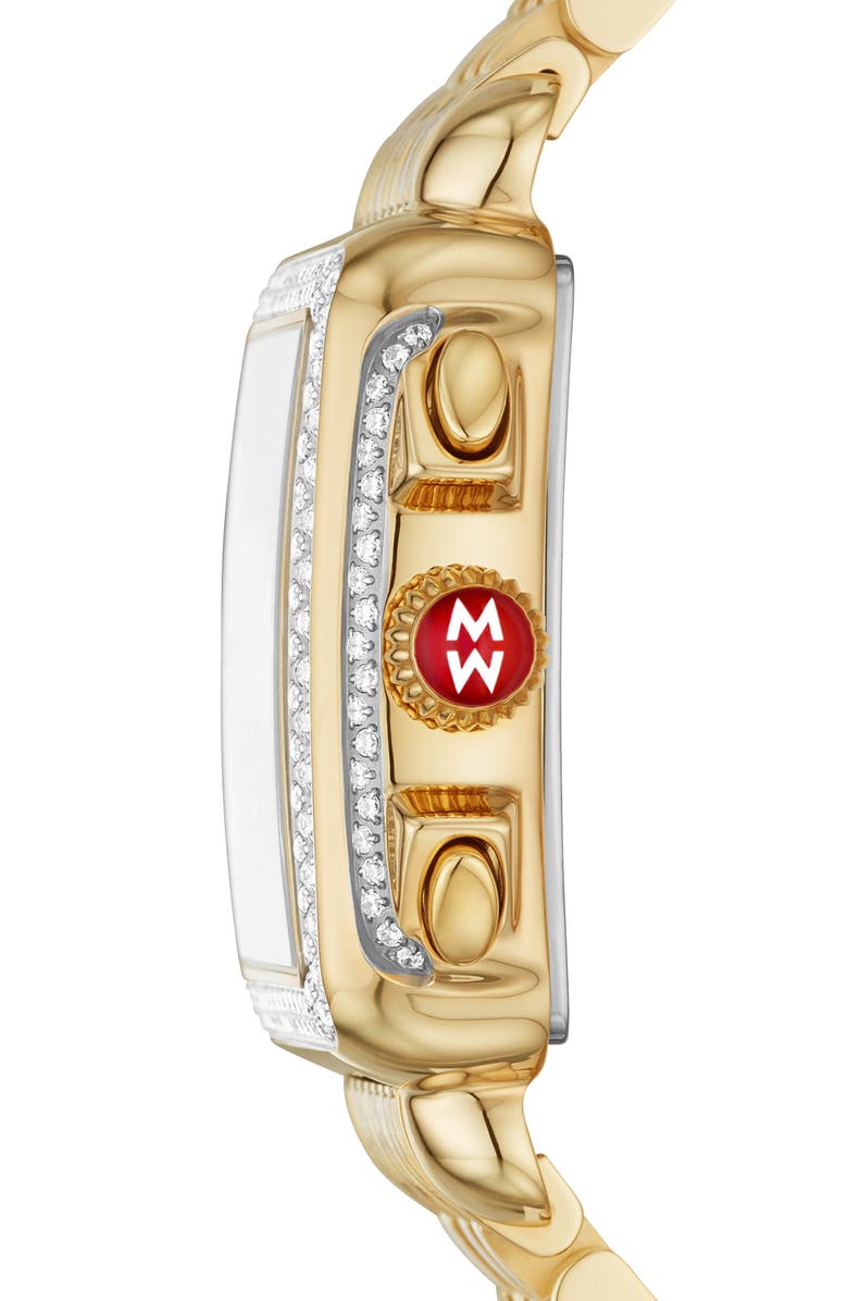 MICHELE Deco Pavé Diamond Chronograph Watch Head & Bracelet, 33mm, Alternate, color,