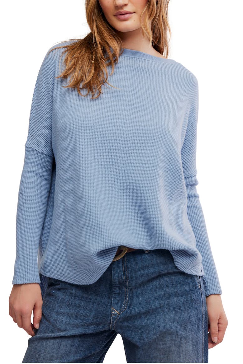 Latte Blue Oversize Thermal Top, Main, color, AUTUMN SKY