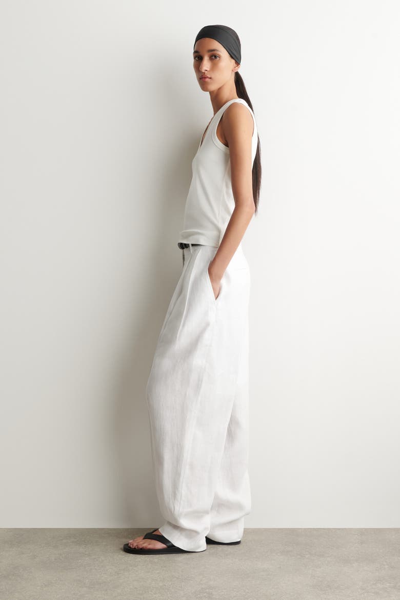 Cotton V-neck Tank Top, Alternate, color, WHITE