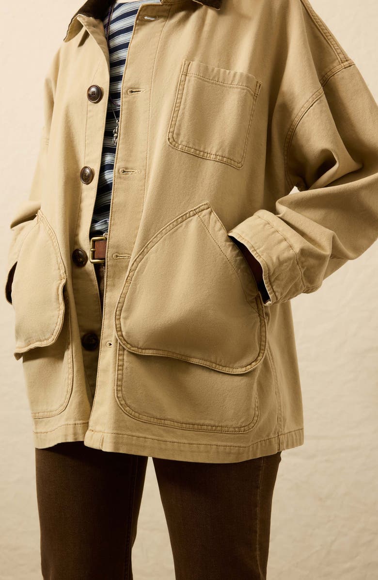 Faherty Sunwashed Canvas Barn Jacket, Alternate, color, Sandy Khaki