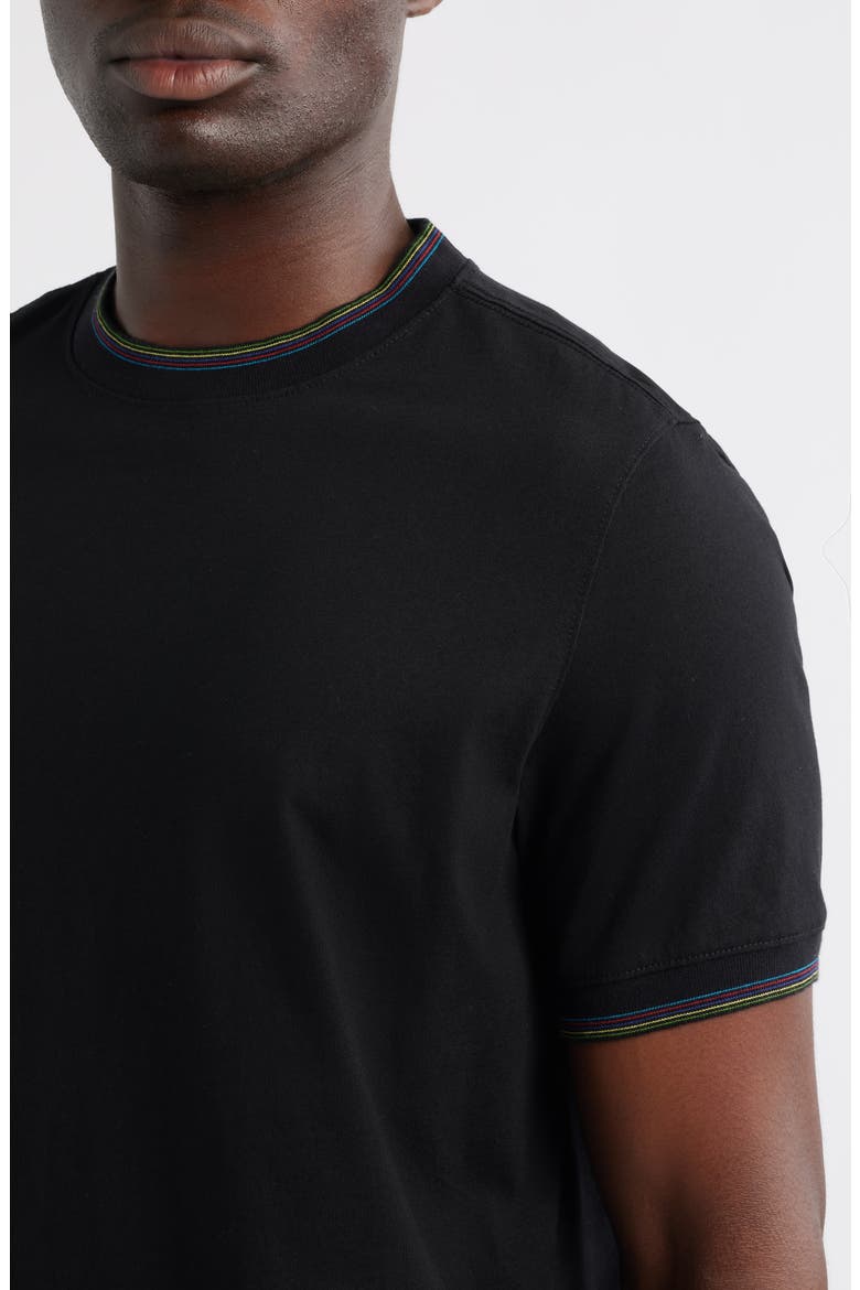Sport Stripe Tipped Cotton T-Shirt, Alternate, color, BLACK