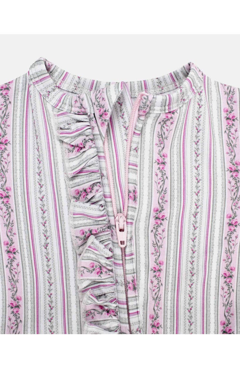 Lev Baby Victorian Floral Ruffled Zippered Footie, Alternate, color, Pink