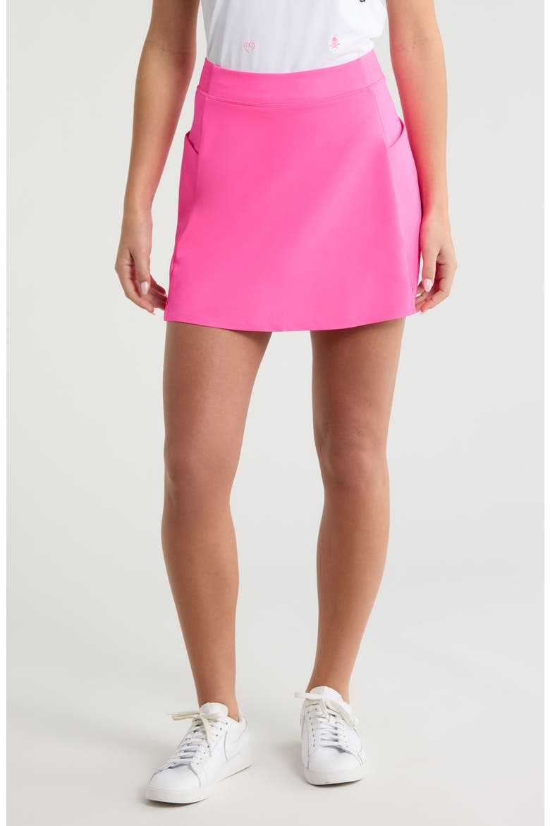 Knockout Mid Rise Scuba Knit Golf Skort, Main, color, KNOCKOUT PINK