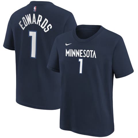 Youth Anthony Edwards Navy Minnesota Timberwolves Icon Name & Number T-Shirt