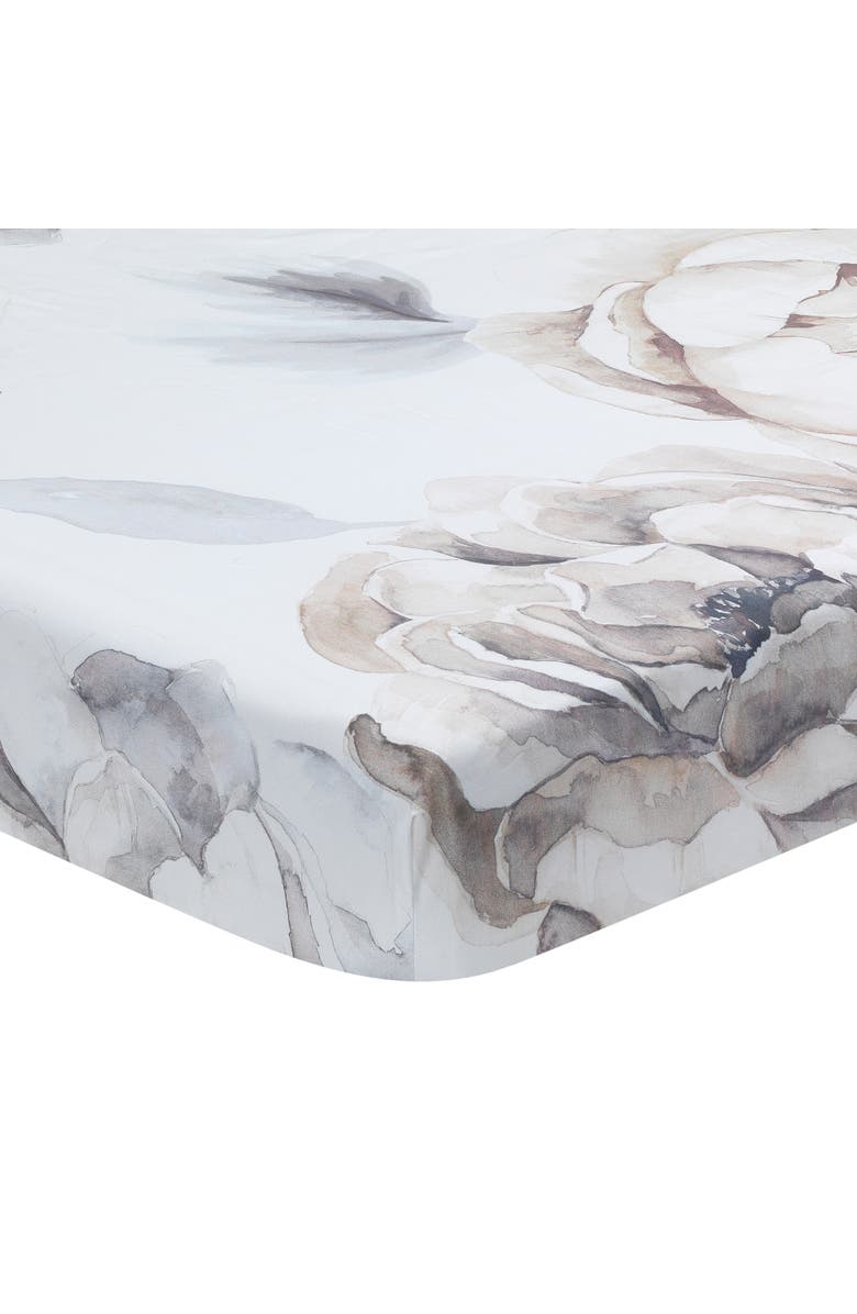 Lambs & Ivy Signature Watercolor Floral Organic Cotton Fitted Crib Sheet, Alternate, color, White Multi