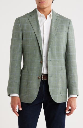 Classic Fit Windowpane Wool & Linen Hopsack Sport Coat