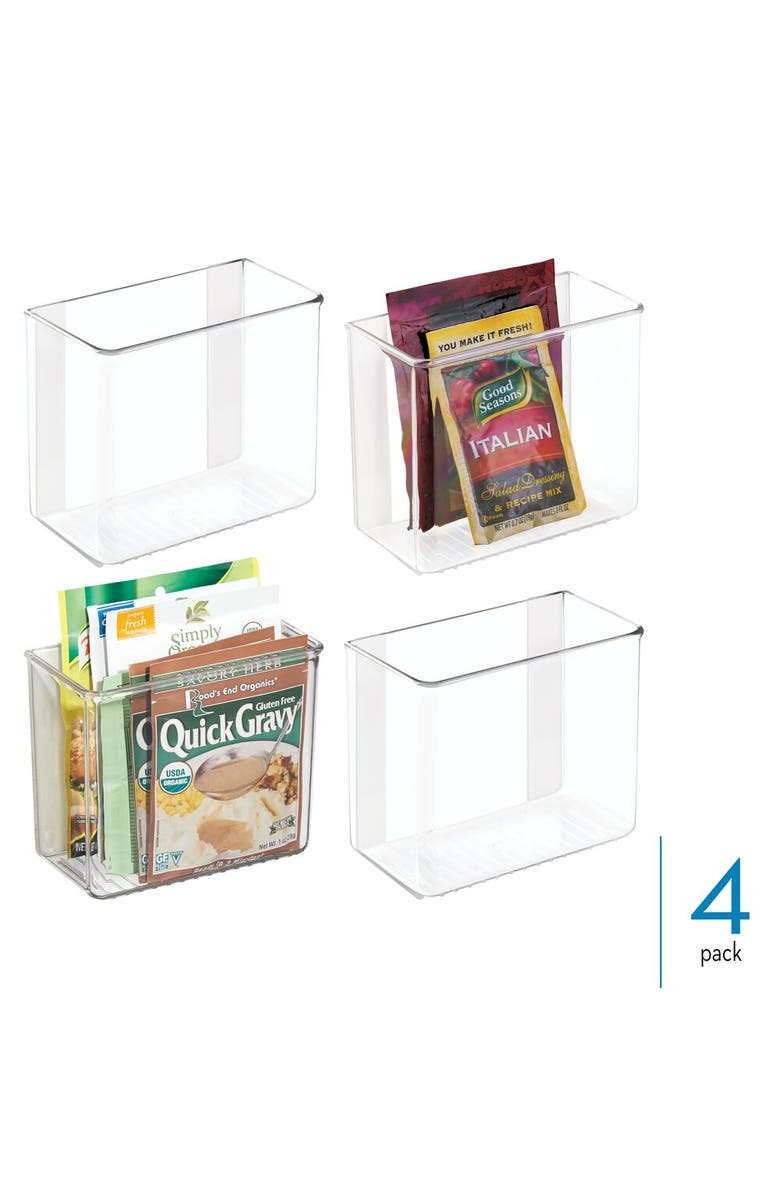 iDesign Adhesive Organizer Bin for Kitchen - Set of 4 - Clear, Alternate, color, Clear
