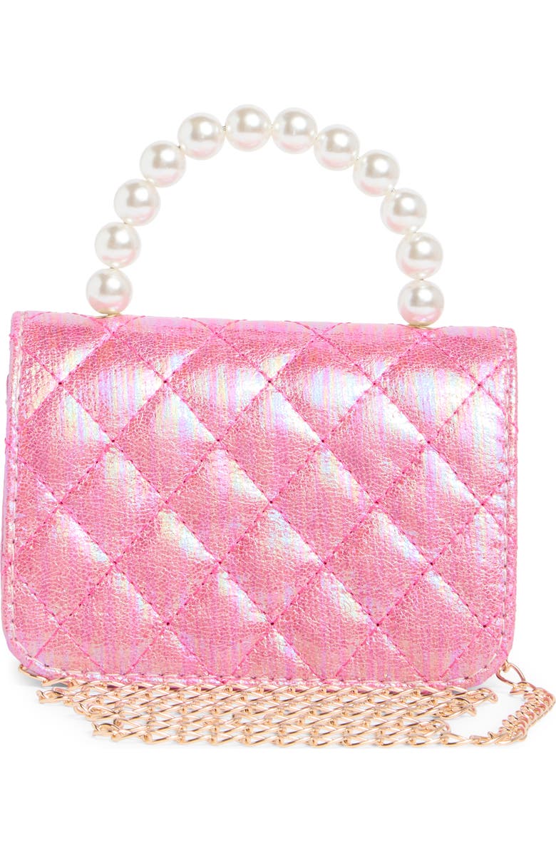 Piper & Jax Kids' Faux Pearl Bow Quilted Handbag, Alternate, color, Pink