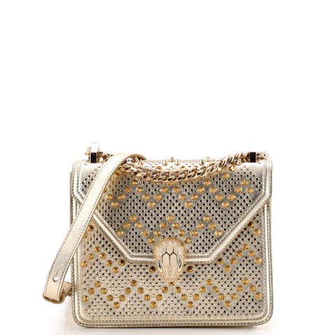 Serpenti Forever Square Shoulder Bag Full Studded Leather Small