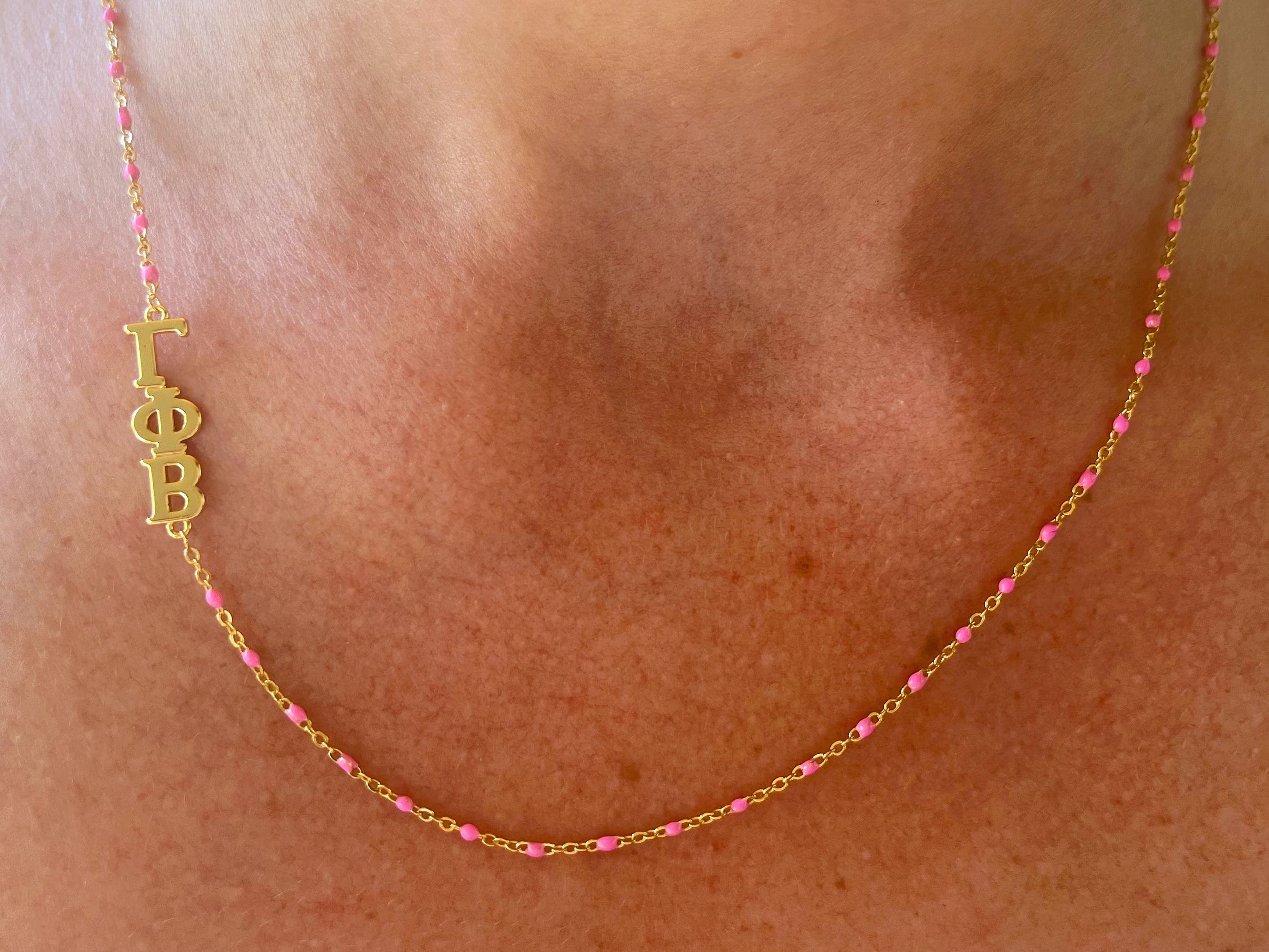 Color Shout Gamma Phi Beta Greek Letter Side Set Necklace (Women ...
