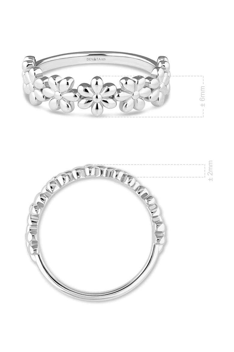 Daisy Flower Ring in Rhodium Plated Sterling Silver, Alternate, color, Silver