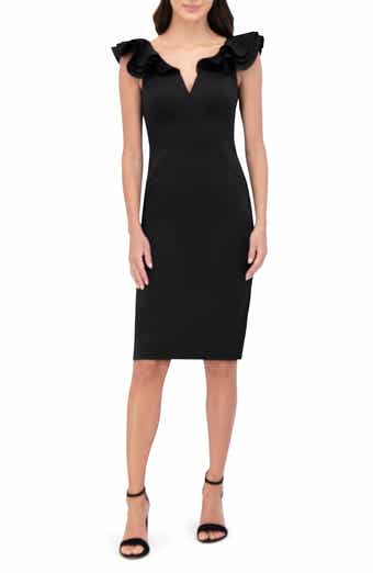 Eliza J Ruffle Shoulder Sleeveless Cocktail Dress