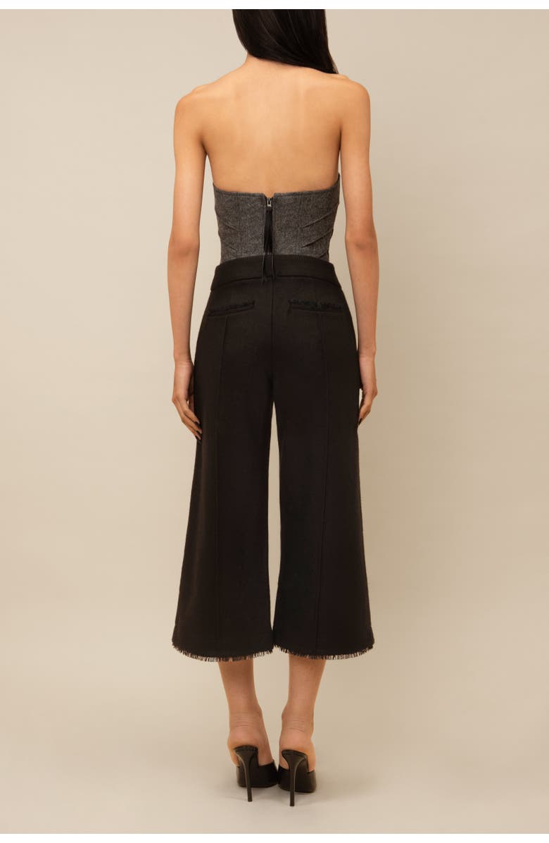 Contessa Mills Salem Structured Thick Wool Ruffled-Hem Pant, Alternate, color, Black