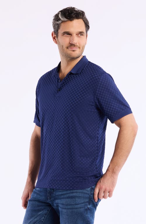 Robert Graham Aaron Checkered Knit Polo In Navy