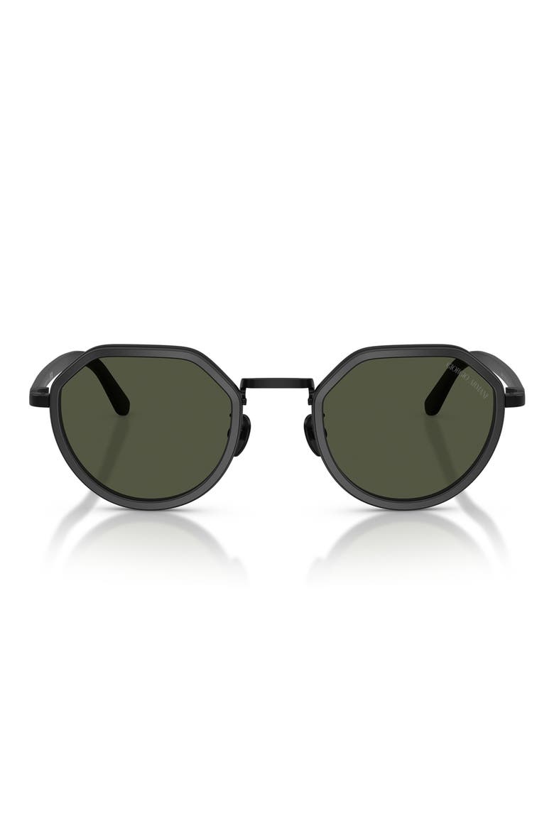 48mm Round Sunglasses, Main, color, MATTE BLACK / GREEN