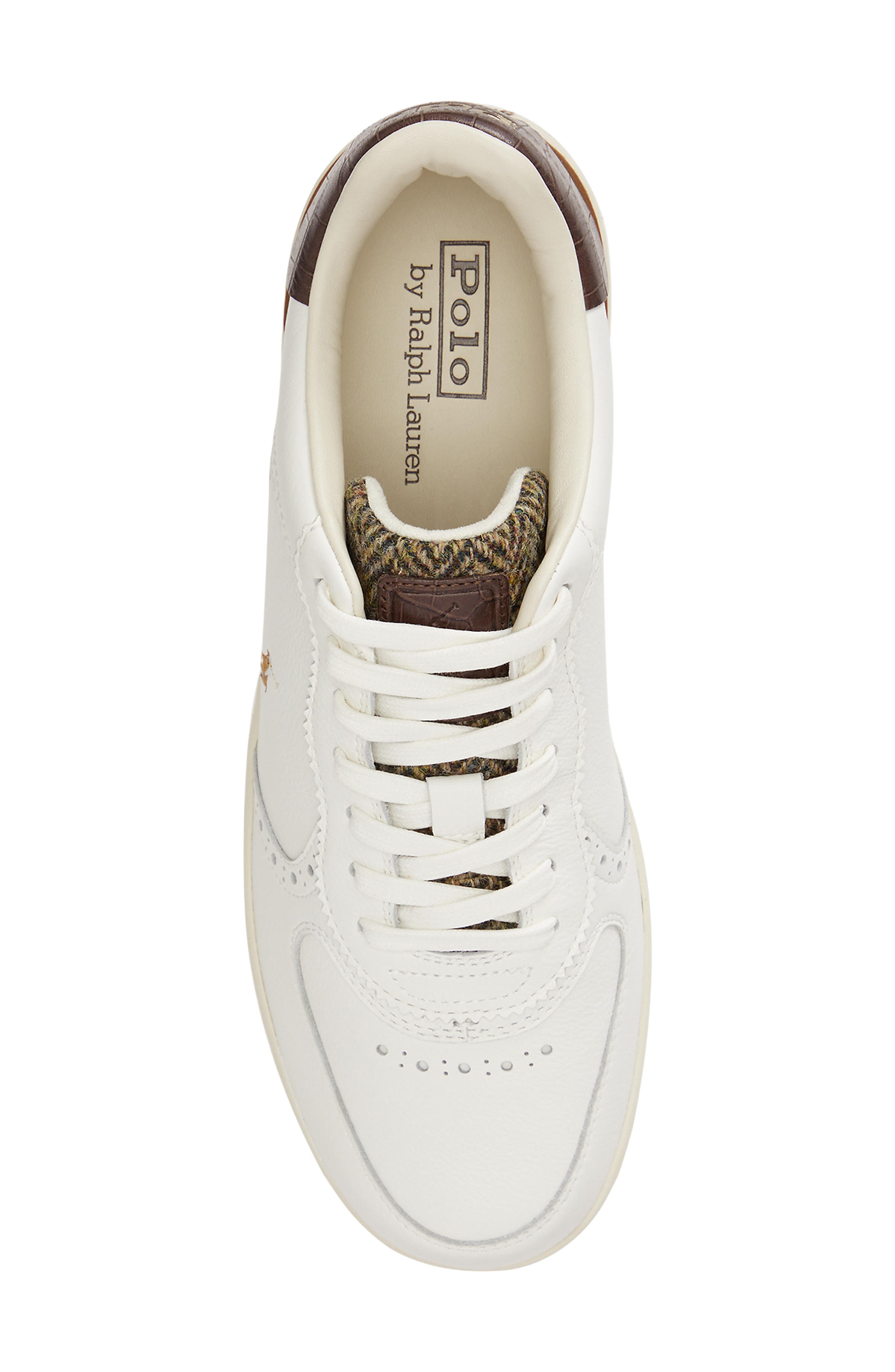 Croc Embossed Tweed Brogue Sneaker, Alternate, color, DECKWASH WHITE/ BROWN