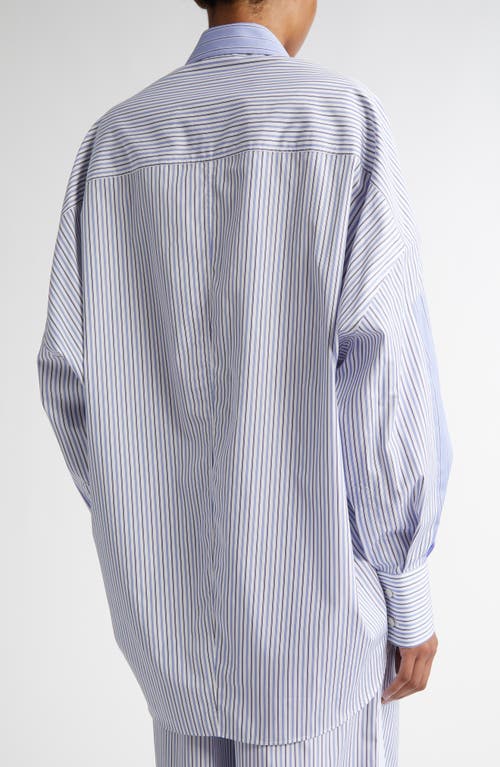 Shop Stella Mccartney Mixed Stripe Button-up Shirt In Multicolor Blue