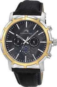PORSAMO BLEU NYC Chronograph Embossed Leather Strap Watch, 47mm
