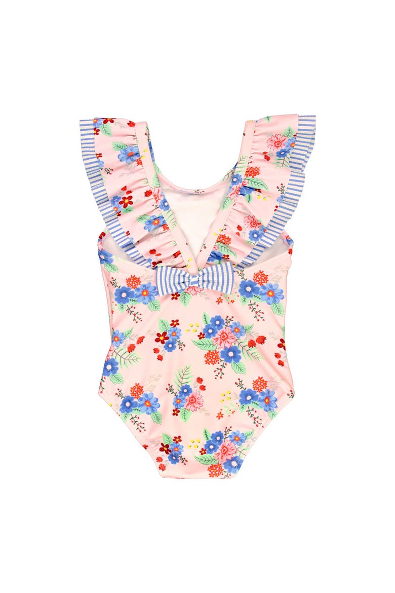 Girls V-Back UPF50+ One Piece, Alternate, color, Coastal Breeze Floral