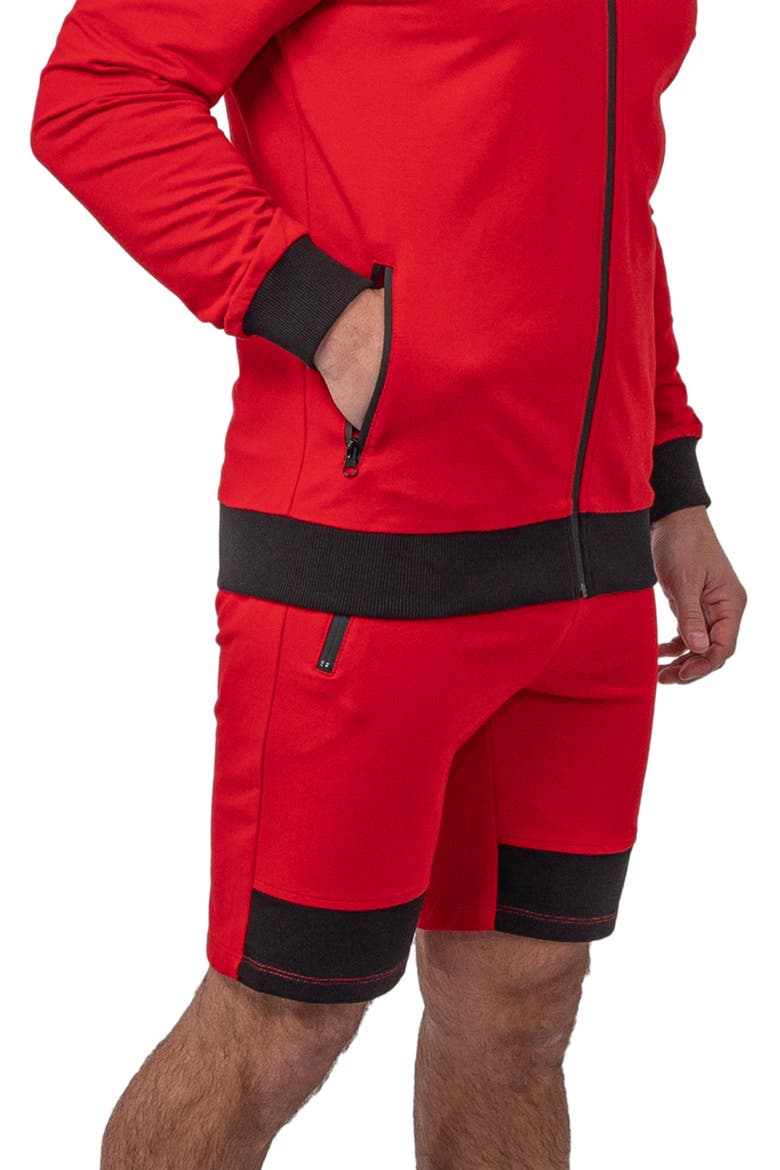Level Platform Red Stretch Cotton Shorts, Alternate, color, RED