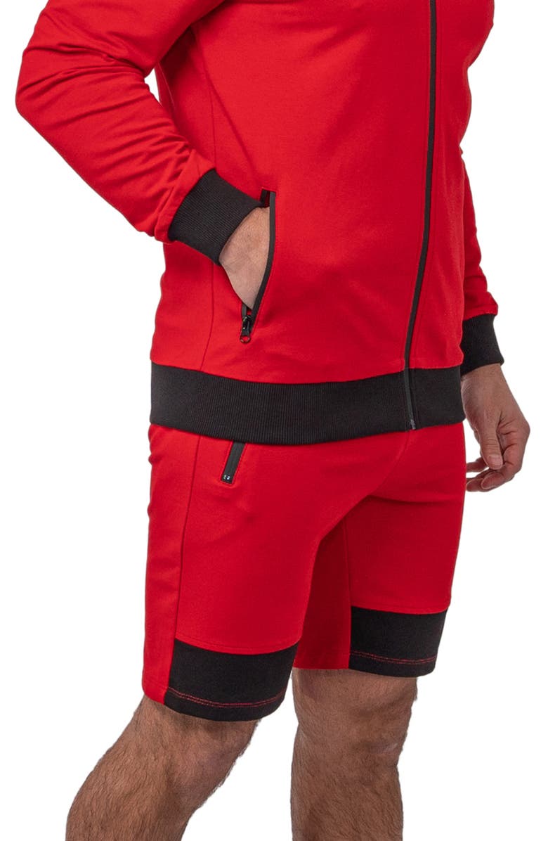 Maceoo Level Platform Red Stretch Cotton Shorts, Alternate, color, Red