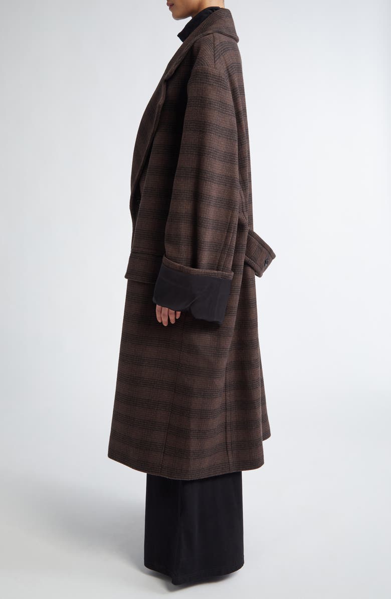 MM6 Maison Margiela Glen Plaid Oversize Martingale Coat, Alternate, color, Brown/ Black