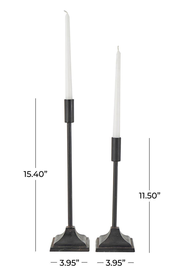 Set of 2 Modern Black Metal Candleholders, Alternate, color, BLACK